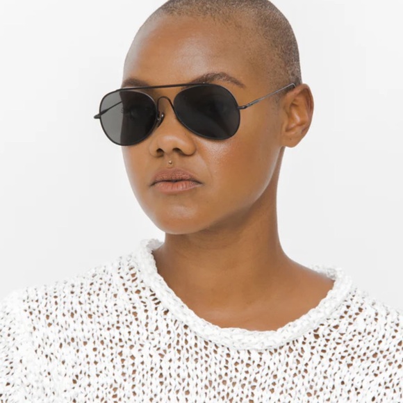 Acne Studios Black Spitfire Aviator Sunglasses - Picture 1 of 6